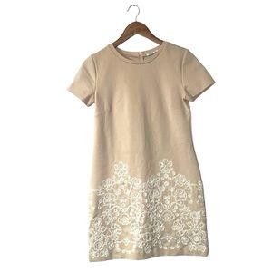 Kimchi Blue Urban Outfitters Tan White Floral Embroidery Midi Dress Size Medium